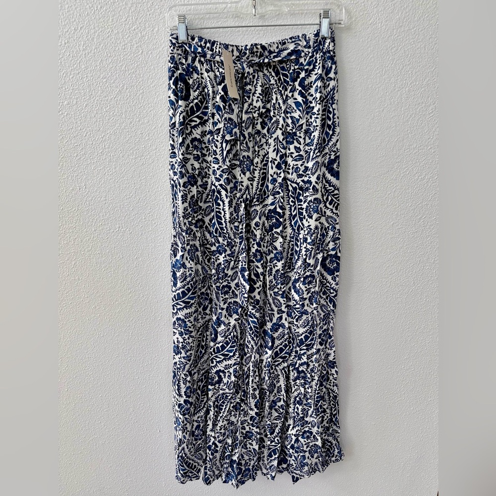 Blue and White Floral Maxi Skirt